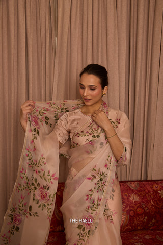 Bela Beige Organza Silk Saree