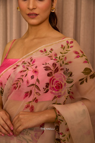 Bela Beige Organza Silk Saree