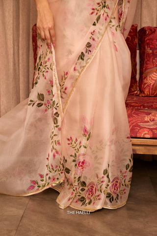 Bela Beige Organza Silk Saree