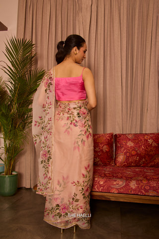 Bela Beige Organza Silk Saree