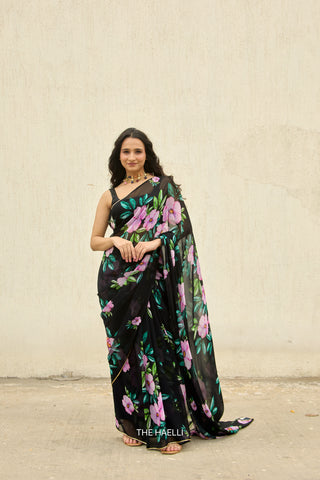 Barkha Black Georgette Saree