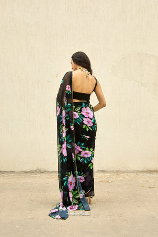 Barkha Black Georgette Saree