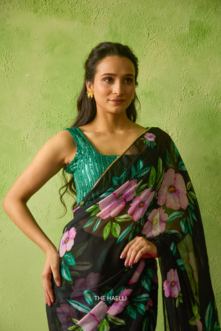 Barkha Black Georgette Saree