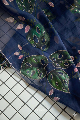 Cham Cham Navy Organza Silk Saree