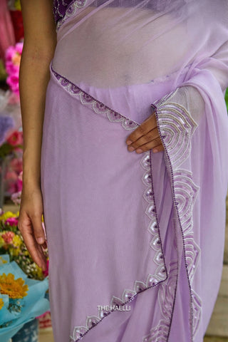 Naina Lilac Chiffon Silk Saree