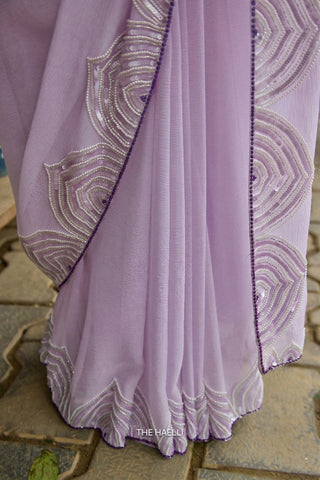 Naina Lilac Chiffon Silk Saree