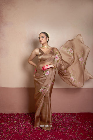 Gulaab Sand Organza Silk Saree