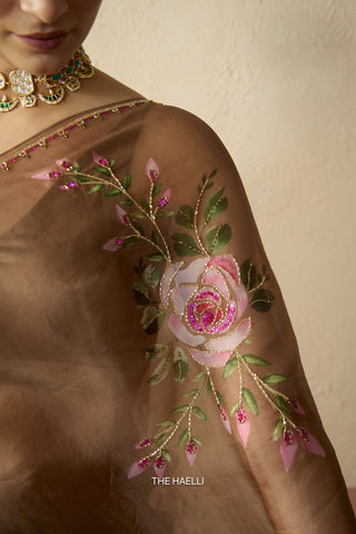 Gulaab Sand Organza Silk Saree