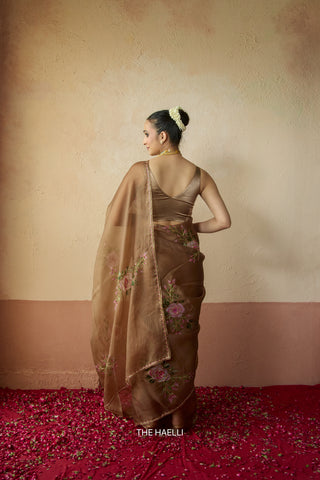 Gulaab Sand Organza Silk Saree