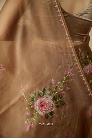 Gulaab Sand Organza Silk Saree