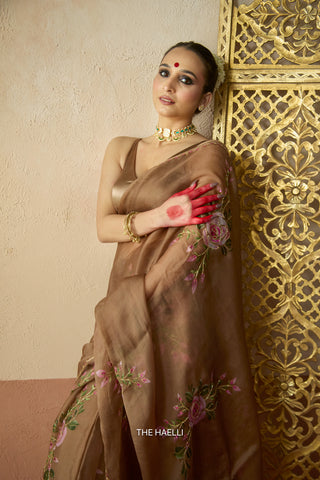 Gulaab Sand Organza Silk Saree