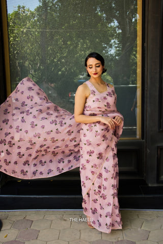 Raavi Pink Organza Silk Saree