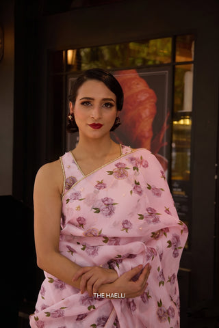 Raavi Pink Organza Silk Saree