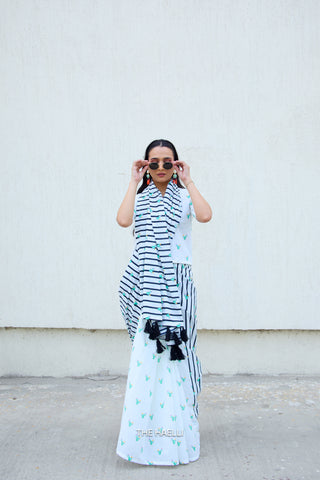 Cactus Kiss Black Cotton Saree