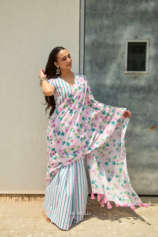 Half Moon Pink Cotton Saree