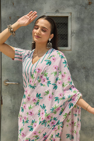 Half Moon Pink Cotton Saree