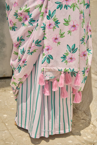 Half Moon Pink Cotton Saree
