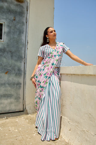 Half Moon Pink Cotton Saree