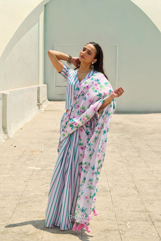 Half Moon Pink Cotton Saree