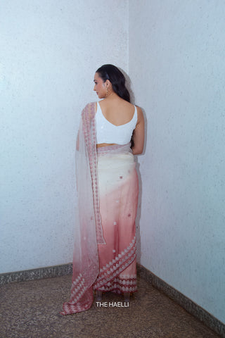 Komal Rust Shaded Organza Silk Saree