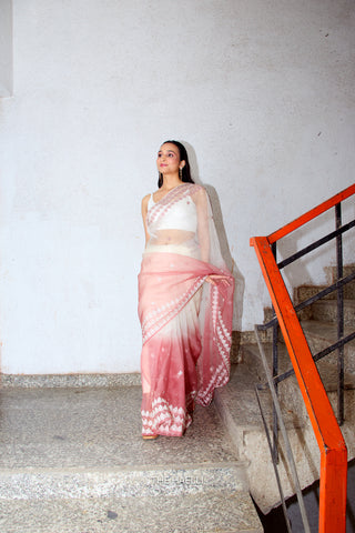 Komal Rust Shaded Organza Silk Saree