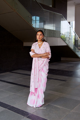 Dot Drama Pink Cotton Saree