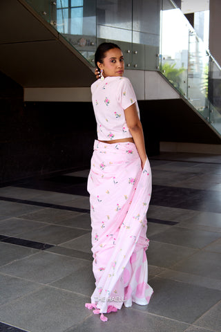 Dot Drama Pink Cotton Saree
