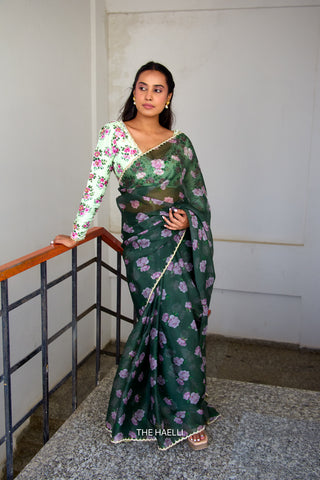 Raavi Green Organza Silk Saree