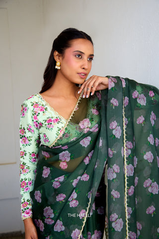 Raavi Green Organza Silk Saree