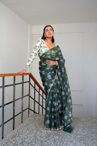 Raavi Green Organza Silk Saree