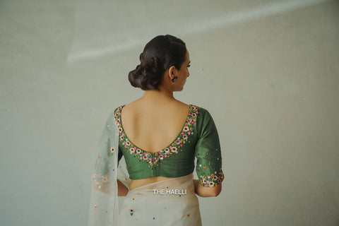 Lily White Single Border Organza Silk Saree
