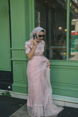 Ivy Pink Organza Silk Saree