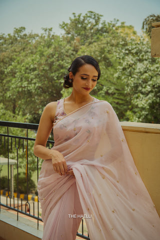 Ivy Pink Chiffon Silk Saree