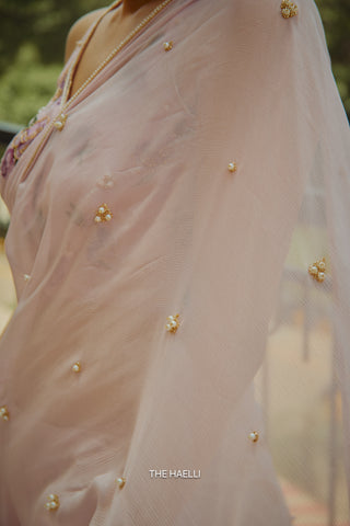 Ivy Pink Chiffon Silk Saree