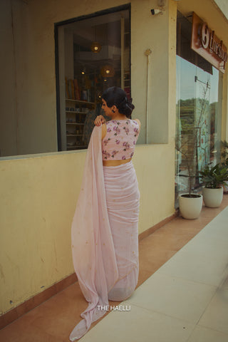 Ivy Pink Chiffon Silk Saree