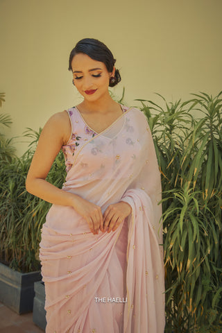 Ivy Pink Chiffon Silk Saree