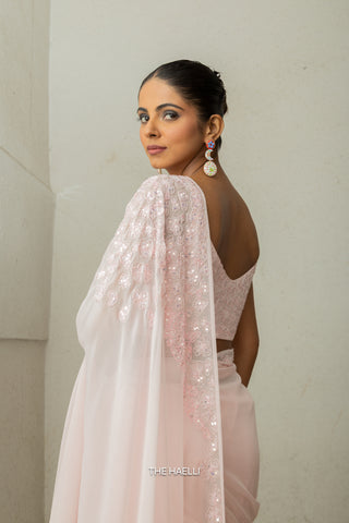 Carrie Pink Chiffon Silk Saree