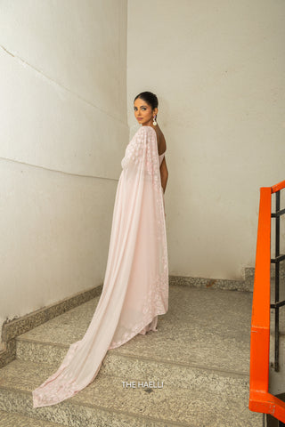 Carrie Pink Chiffon Silk Saree