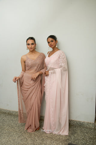 Carrie Pink Chiffon Silk Saree