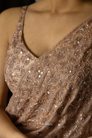 Carrie Beige Chiffon Silk Saree