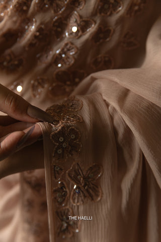 Carrie Beige Chiffon Silk Saree