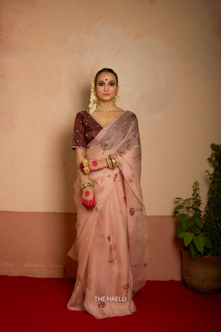 Flower Dairy Rose Organza Silk Saree