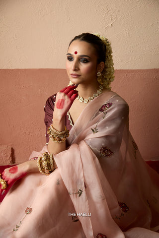 Flower Dairy Rose Organza Silk Saree