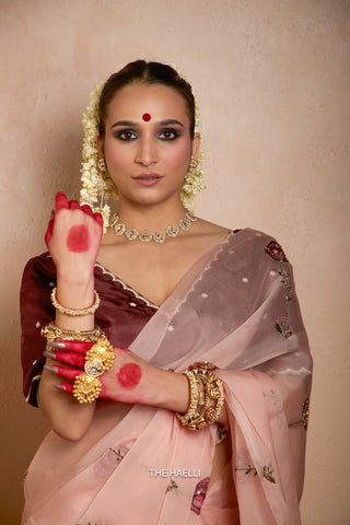 Flower Dairy Rose Organza Silk Saree