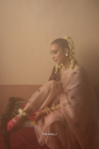 Flower Dairy Rose Organza Silk Saree