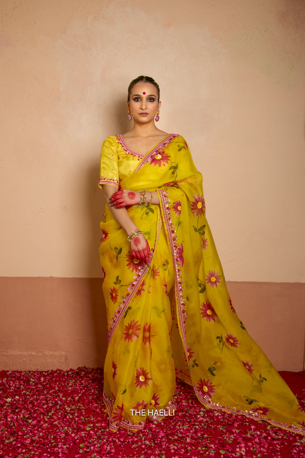 Pataka Yellow Organza Silk Saree