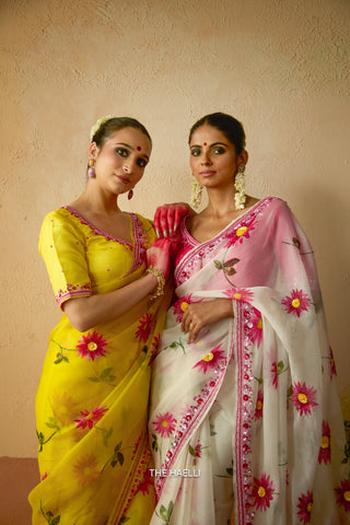 Pataka Yellow Organza Silk Saree