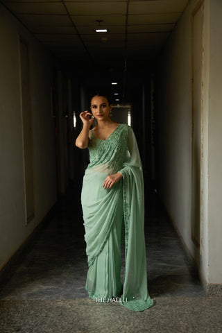 Carrie Mint Chiffon Silk Saree