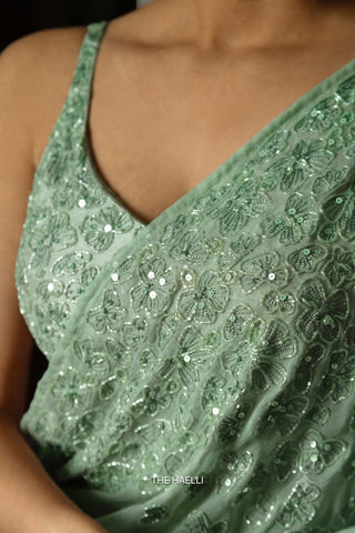 Carrie Mint Chiffon Silk Saree