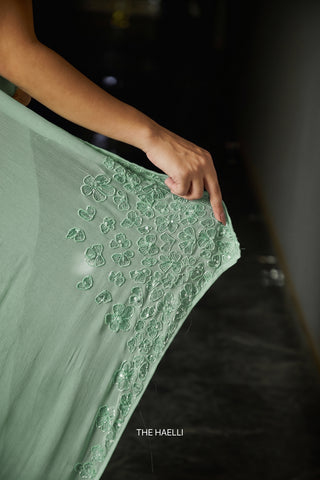 Carrie Mint Chiffon Silk Saree
